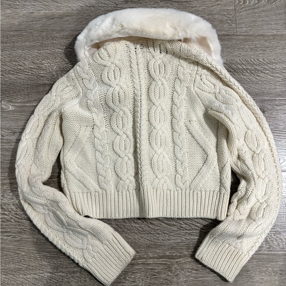 AQUA  White/Cream Faux Fur Collar Cardigan - 100% Exclusive | Bloomingdale's - Picture 9 of 9